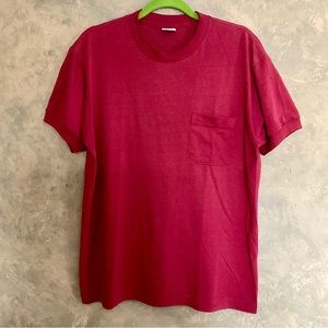 Vintage 90s Mark’s Work Wearhouse Single Stitch Pocket T-shirt Burgundy Red L